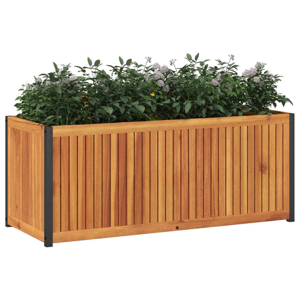 Fioriera da Giardino 110x45x44 cm in Legno Acacia e Acciaio | homemem39