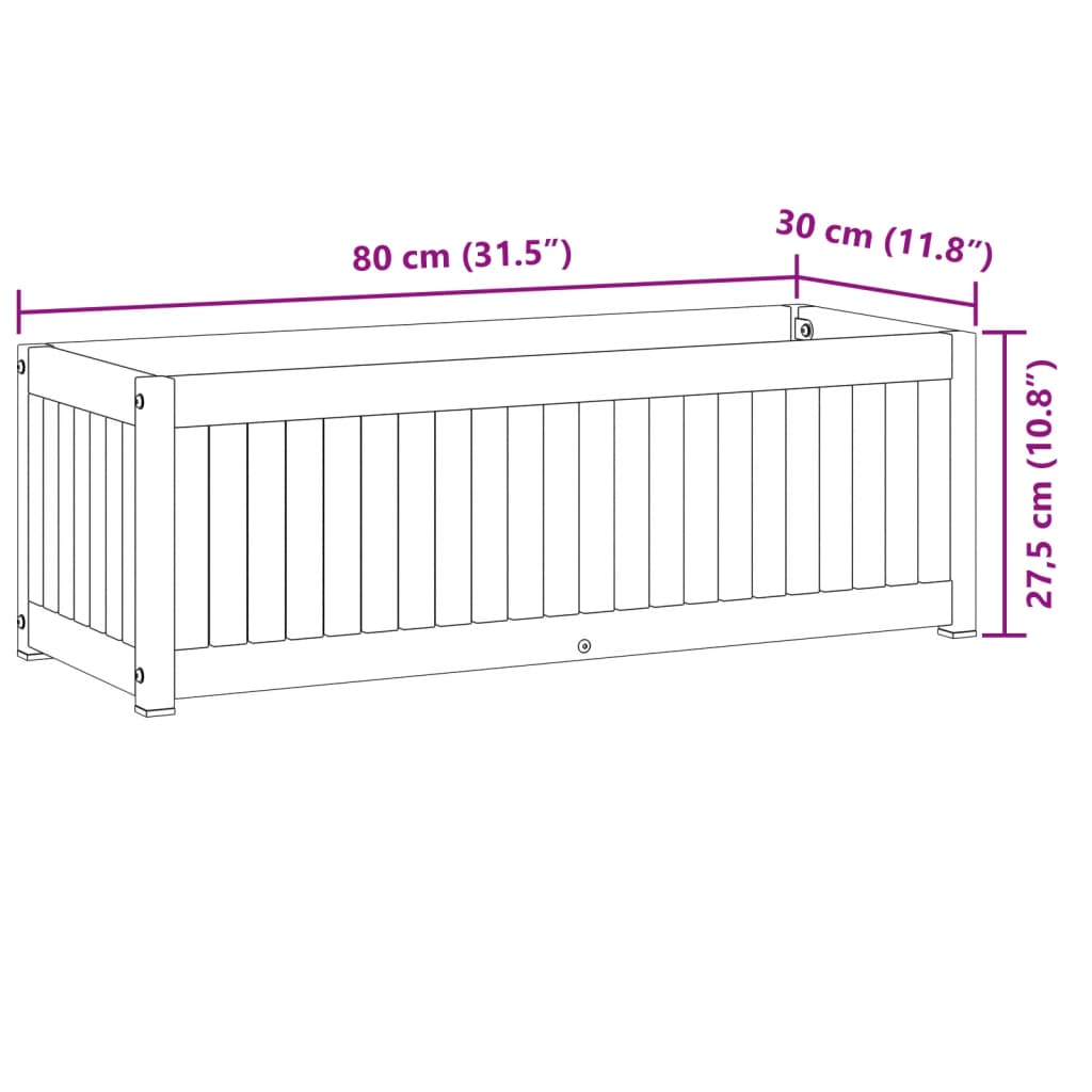 Fioriera da Giardino 80x30x27,5 cm in Legno Massello di Acacia | homemem39