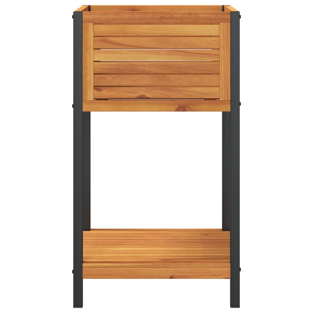 Fioriera con Ripiano 45x45x80 cm in Legno Acacia e Acciaio | homemem39