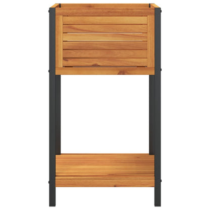 Fioriera con Ripiano 45x45x80 cm in Legno Acacia e Acciaio | homemem39