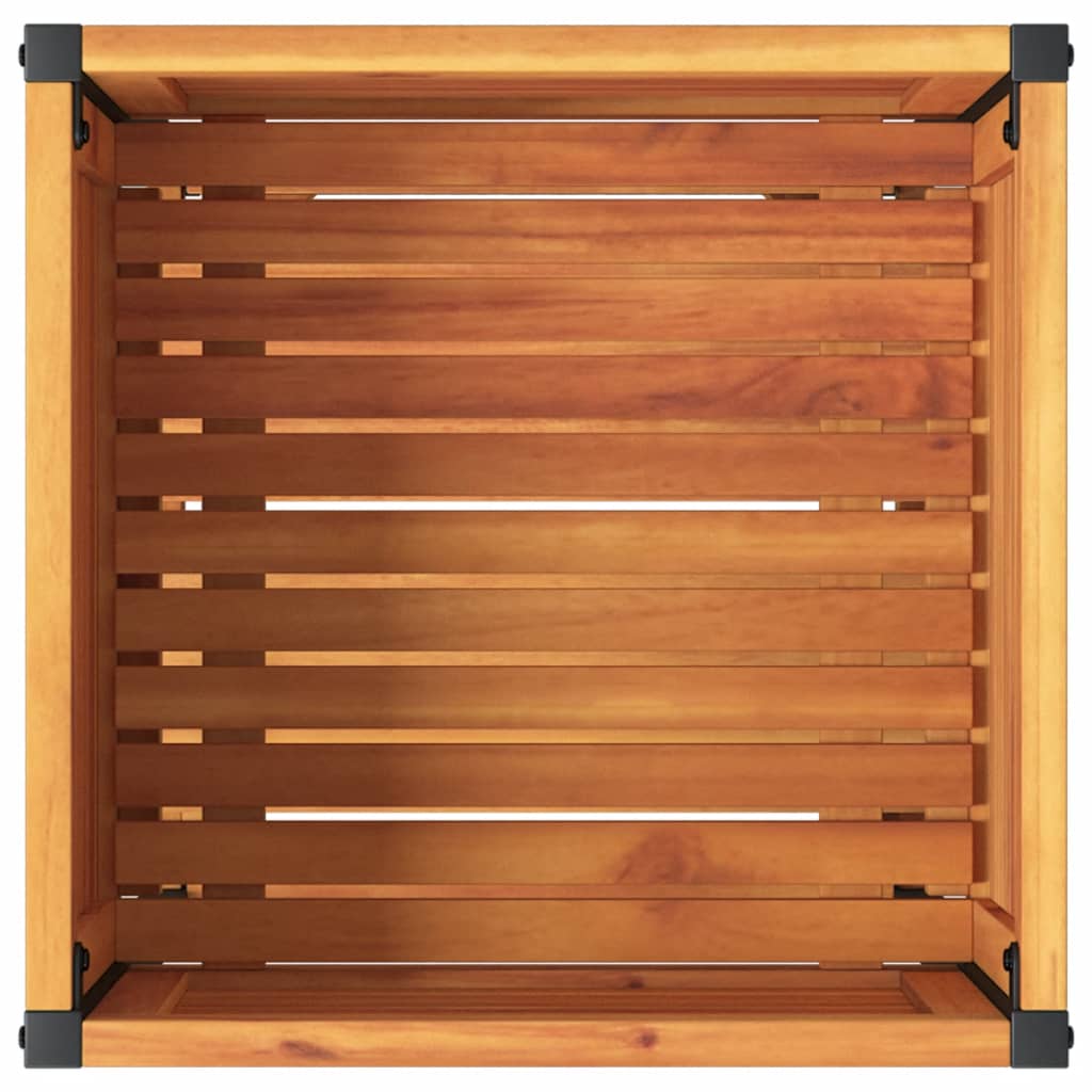 Fioriera con Ripiano 45x45x80 cm in Legno Acacia e Acciaio - homemem39