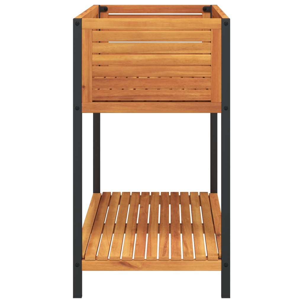 Fioriera con Ripiano 110x45x80 cm in Legno Acacia e Acciaio - homemem39
