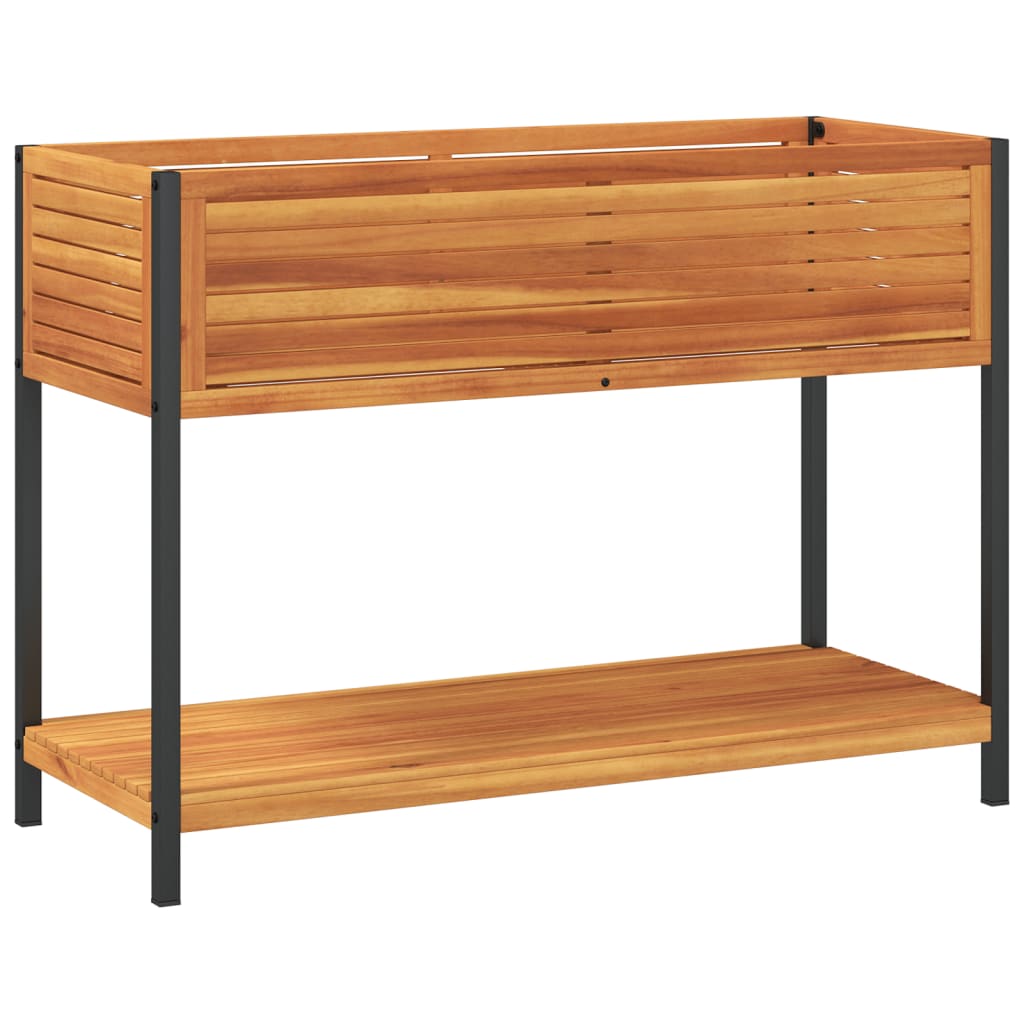 Fioriera con Ripiano 110x45x80 cm in Legno Acacia e Acciaio - homemem39