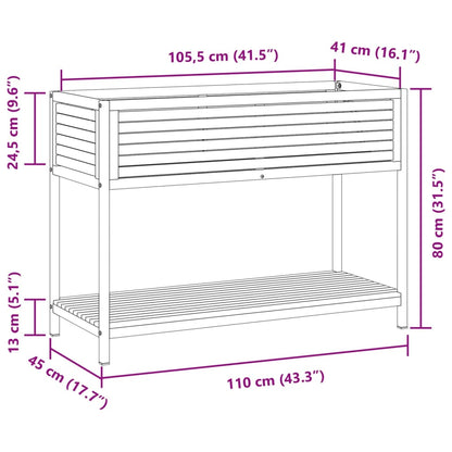 Fioriera con Ripiano 110x45x80 cm in Legno Acacia e Acciaio - homemem39