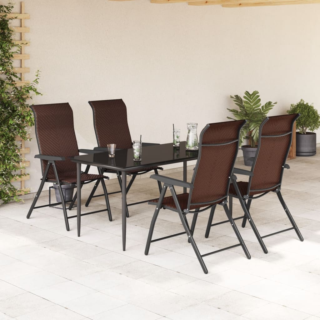Sedie Pieghevoli da Giardino 4 pz Marroni in Polyrattan - homemem39