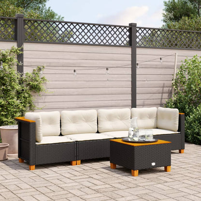 Set Divani da Giardino 5 pz con Cuscini in Polyrattan Nero | homemem39