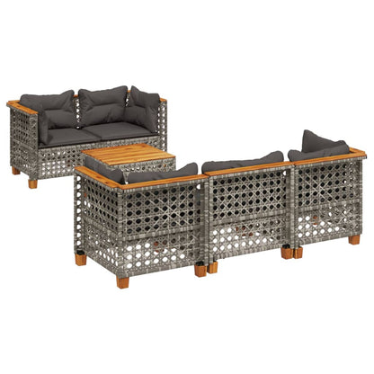 Set Divano da Giardino 6 pz con Cuscini Grigio in Polyrattan - homemem39
