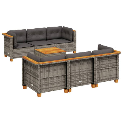 Set Divani da Giardino 7 pz con Cuscini Grigio in Polyrattan - homemem39