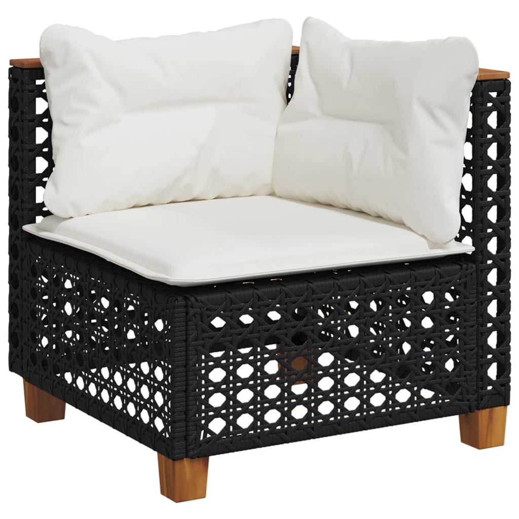 Set Divani da Giardino con Cuscini 7pz Nero Polyrattan | homemem39