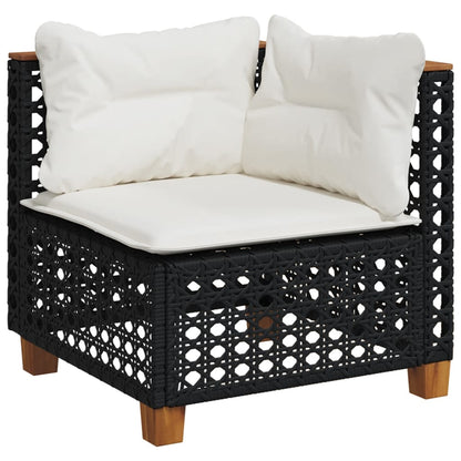 Set Divani da Giardino con Cuscini 7pz Nero Polyrattan | homemem39
