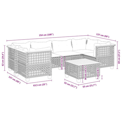 Set Divani da Giardino con Cuscini 7pz Nero Polyrattan | homemem39