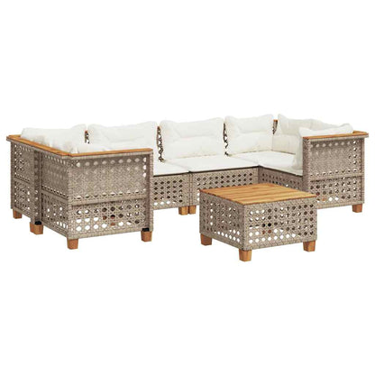 Set Divani da Giardino 7 pz con Cuscini Beige in Polyrattan | homemem39