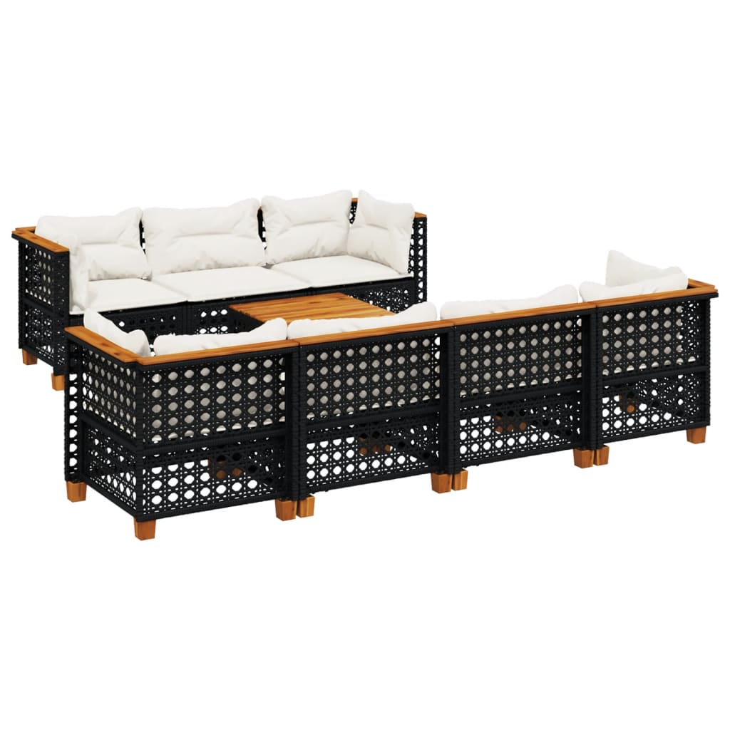 Set Divani da Giardino con Cuscini 8 pz Nero in Polyrattan | homemem39