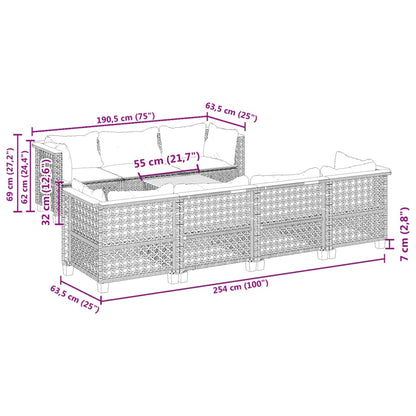 Set Divani da Giardino con Cuscini 8 pz Nero in Polyrattan | homemem39