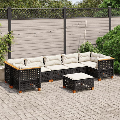Set Divani da Giardino con Cuscini 8 pz Nero in Polyrattan - homemem39
