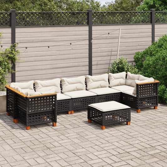 Set Divani da Giardino con Cuscini 8 pz Nero in Polyrattan - homemem39