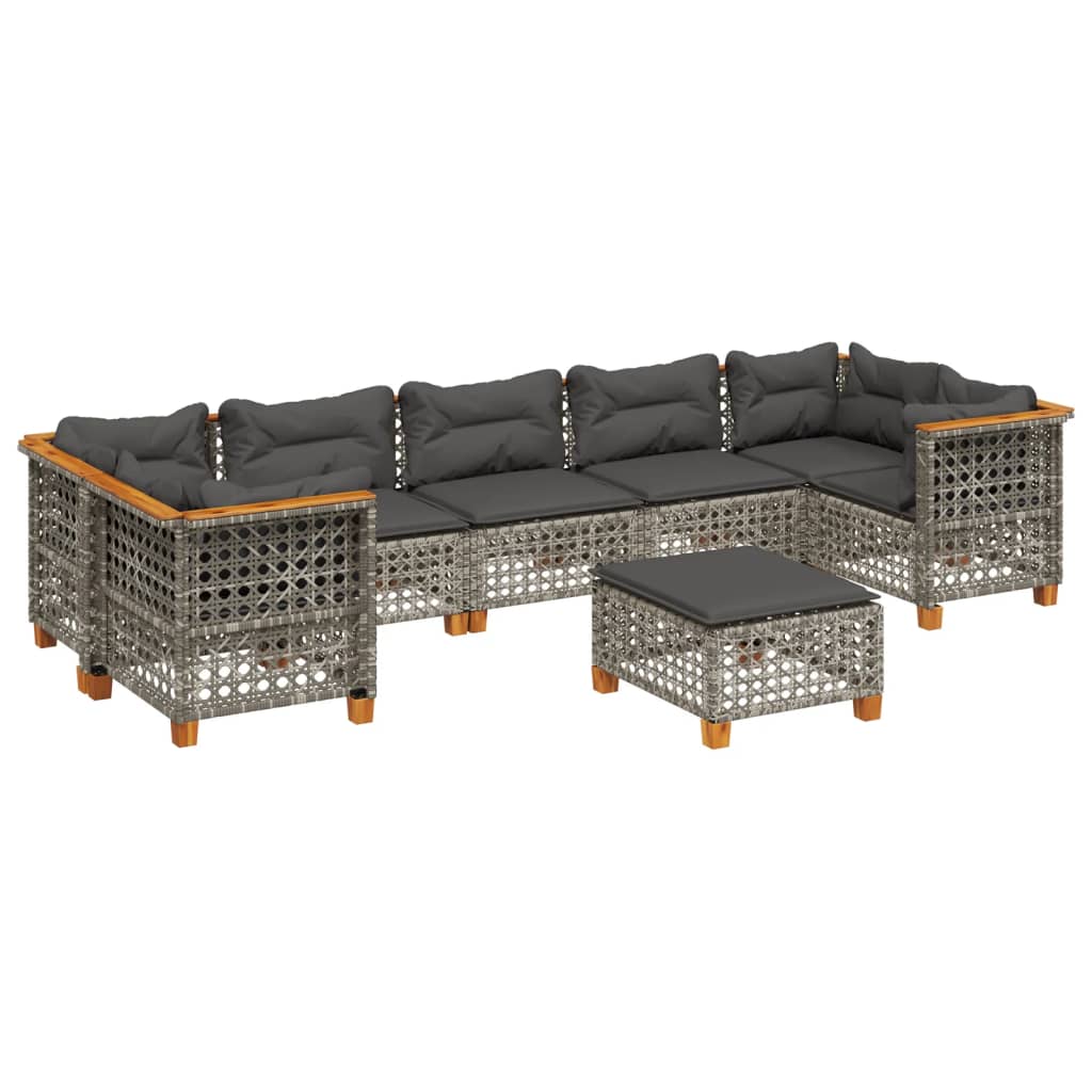 Set Divano da Giardino 8 pz con Cuscini Grigio in Polyrattan - homemem39