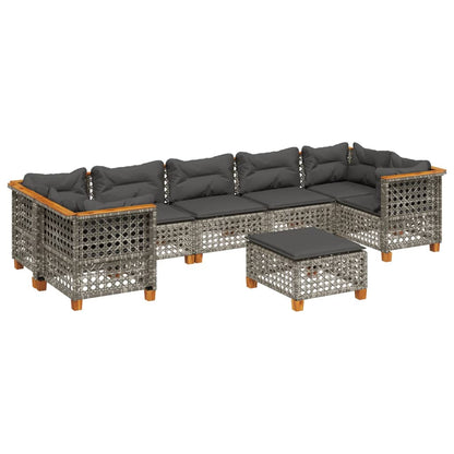 Set Divano da Giardino 8 pz con Cuscini Grigio in Polyrattan - homemem39