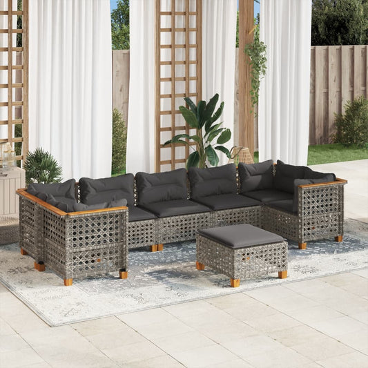 Set Divano da Giardino 8 pz con Cuscini Grigio in Polyrattan | homemem39