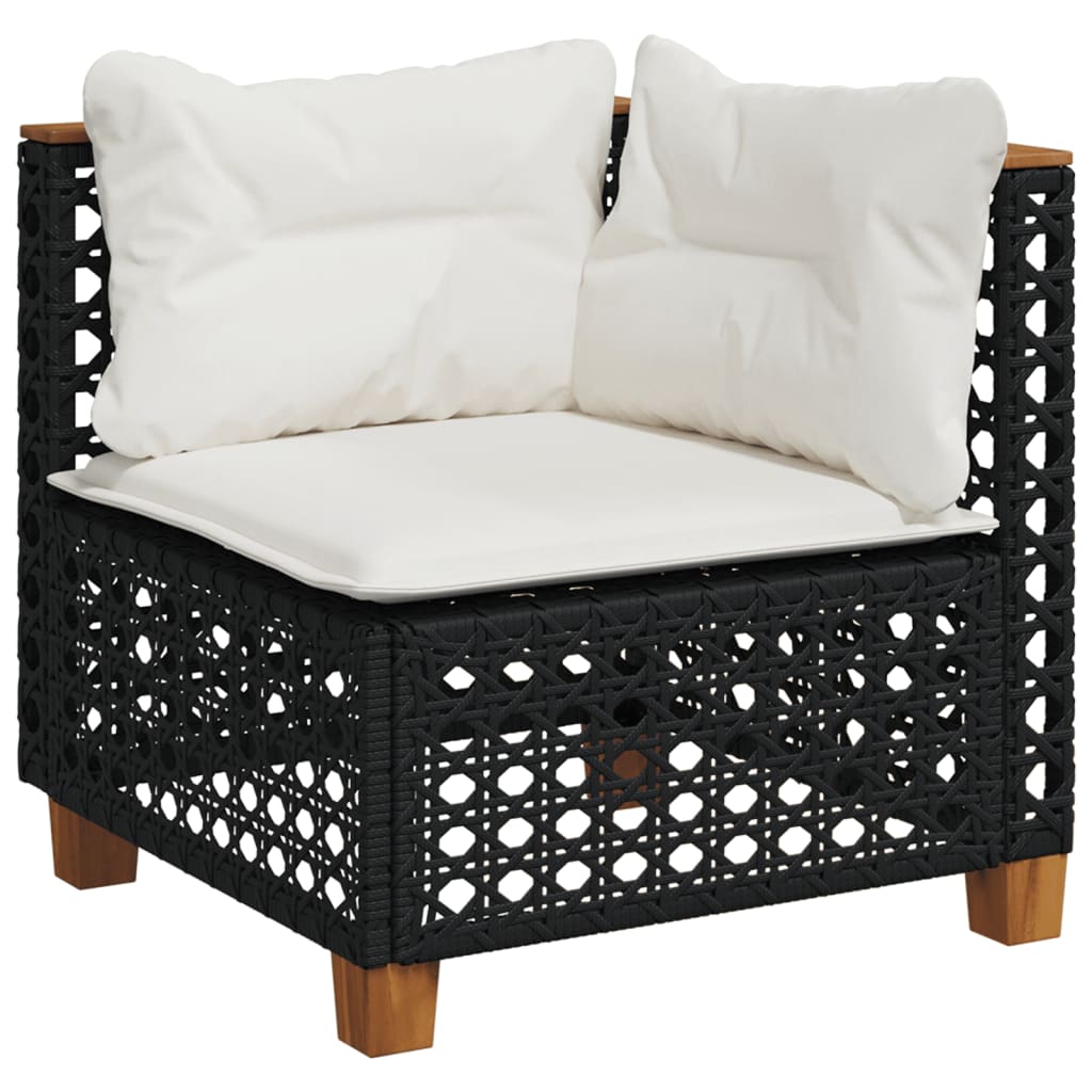 Set Divani da Giardino 9 pz con Cuscini Nero in Polyrattan | homemem39