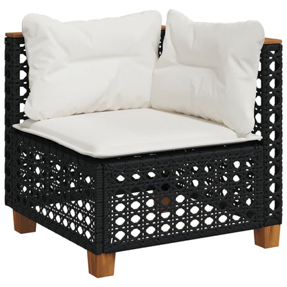Set Divani da Giardino 9 pz con Cuscini Nero in Polyrattan | homemem39