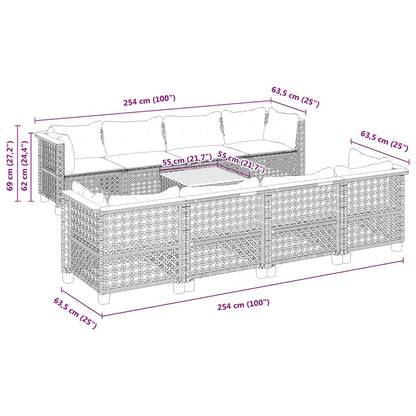 Set Divano da Giardino 9 pz con Cuscini Beige in Polyrattan | homemem39