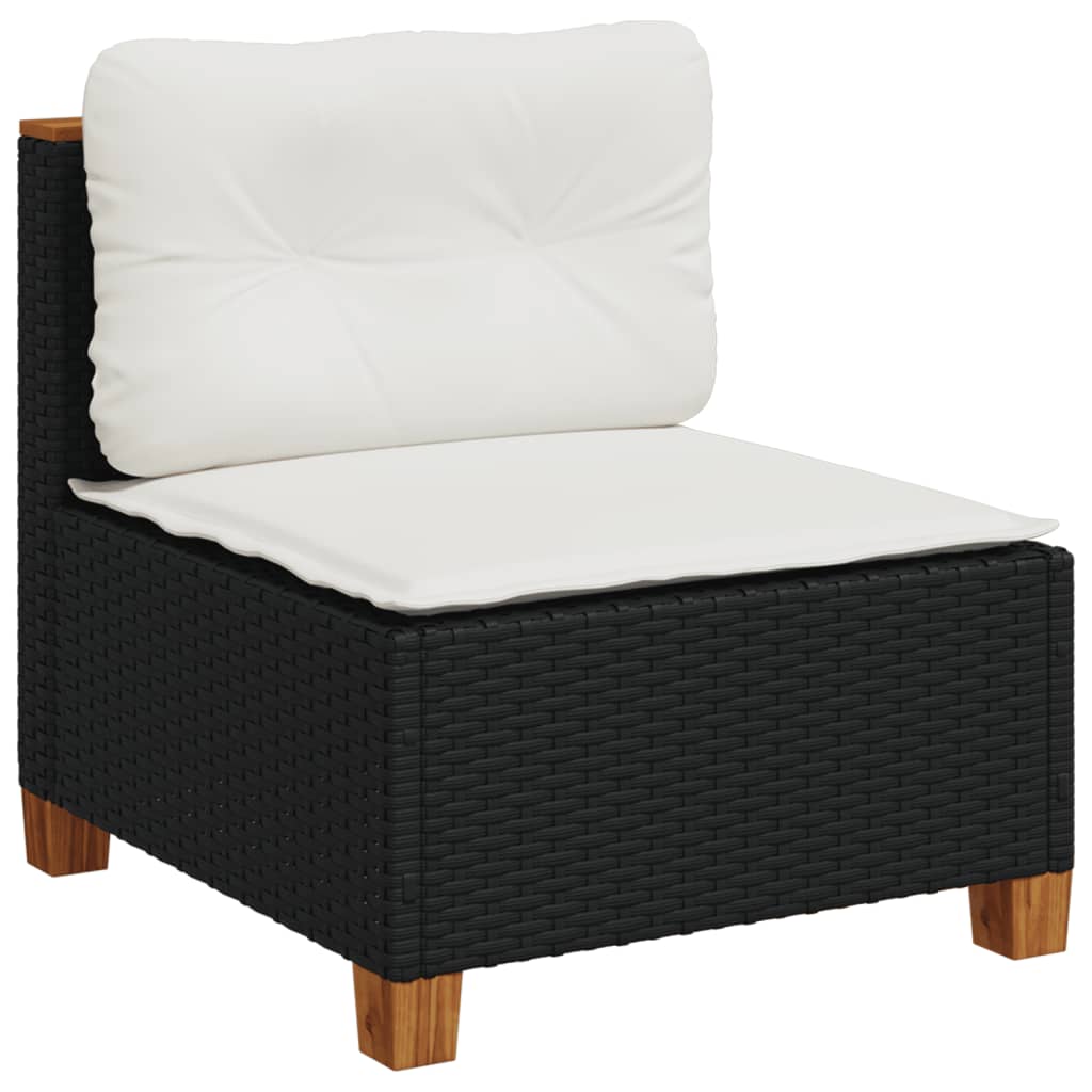 Set Divani da Giardino 9 pz con Cuscini Nero in Polyrattan - homemem39