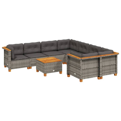 Set Divano da Giardino 9 pz con Cuscini Grigio in Polyrattan | homemem39