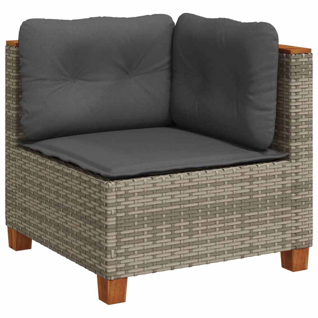 Set Divano da Giardino 9 pz con Cuscini Grigio in Polyrattan - homemem39