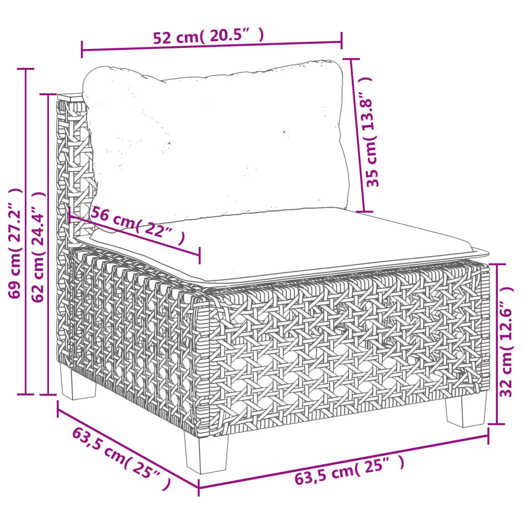 Set Divani da Giardino 9 pz con Cuscini Nero in Polyrattan | homemem39