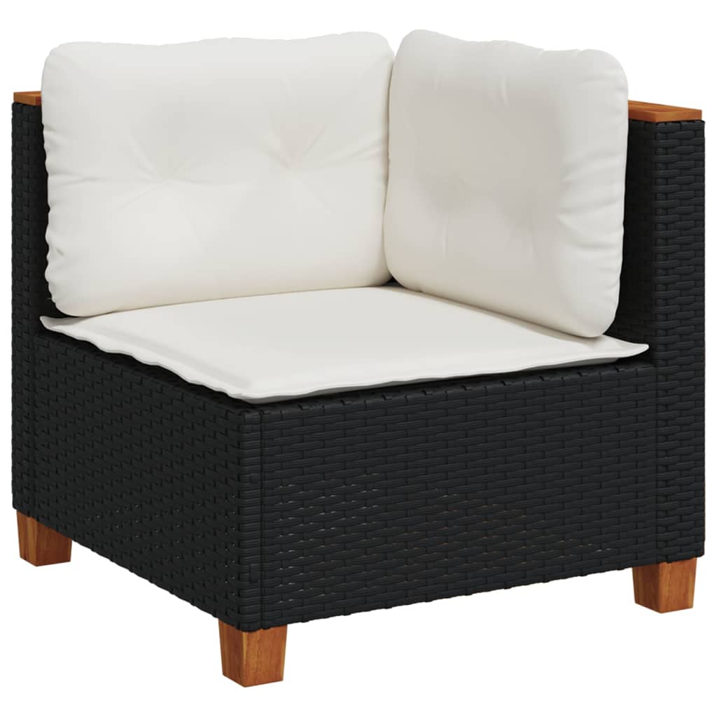 Set Divani da Giardino 4 pz con Cuscini Nero in Polyrattan | homemem39