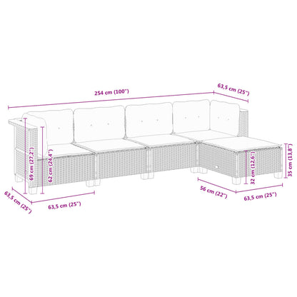 Set Divani da Giardino 5 pz con Cuscini in Polyrattan Nero | homemem39