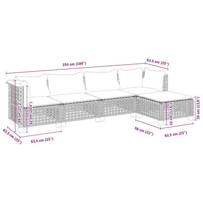 Set Divano da Giardino 5 pz con Cuscini Beige in Polyrattan | homemem39