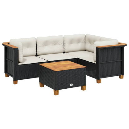 Set Divani da Giardino 5 pz con Cuscini in Polyrattan Nero | homemem39