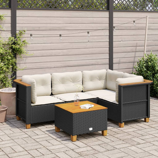 Set Divani da Giardino 5 pz con Cuscini in Polyrattan Nero - homemem39
