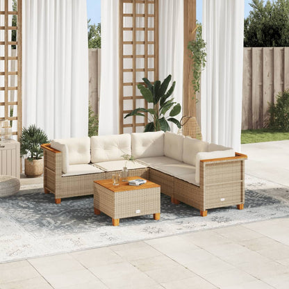 Set Divano da Giardino 6 pz con Cuscini Beige in Polyrattan - homemem39