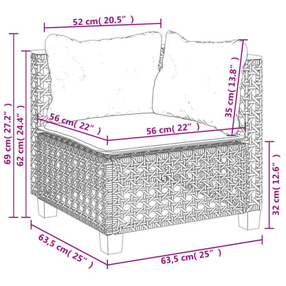 Set Divano da Giardino 6 pz con Cuscini Beige in Polyrattan