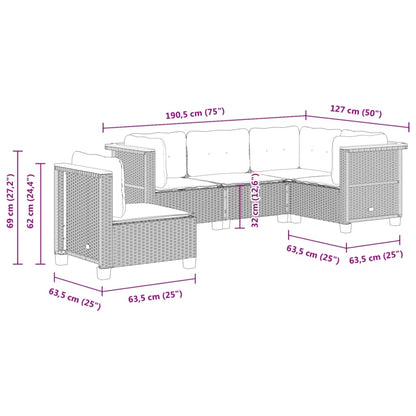 Set Divano da Giardino 5 pz con Cuscini Grigio in Polyrattan | homemem39