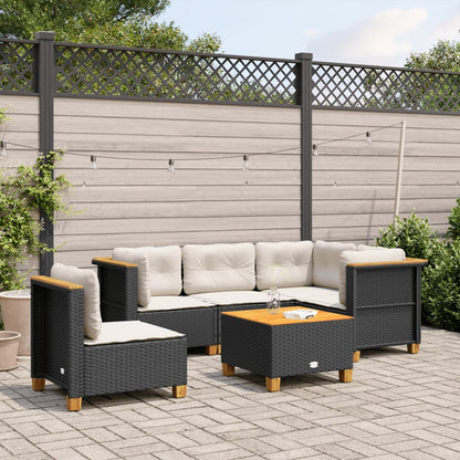 Set Divano da Giardino 6 pz con Cuscini Nero in Polyrattan - homemem39