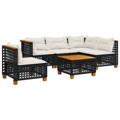 Set Divano da Giardino 6 pz con Cuscini Nero in Polyrattan | homemem39