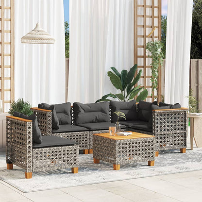 Set Divano da Giardino 6 pz con Cuscini Grigio in Polyrattan - homemem39