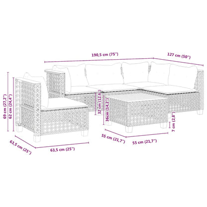 Set Divano da Giardino 6 pz con Cuscini Beige in Polyrattan | homemem39