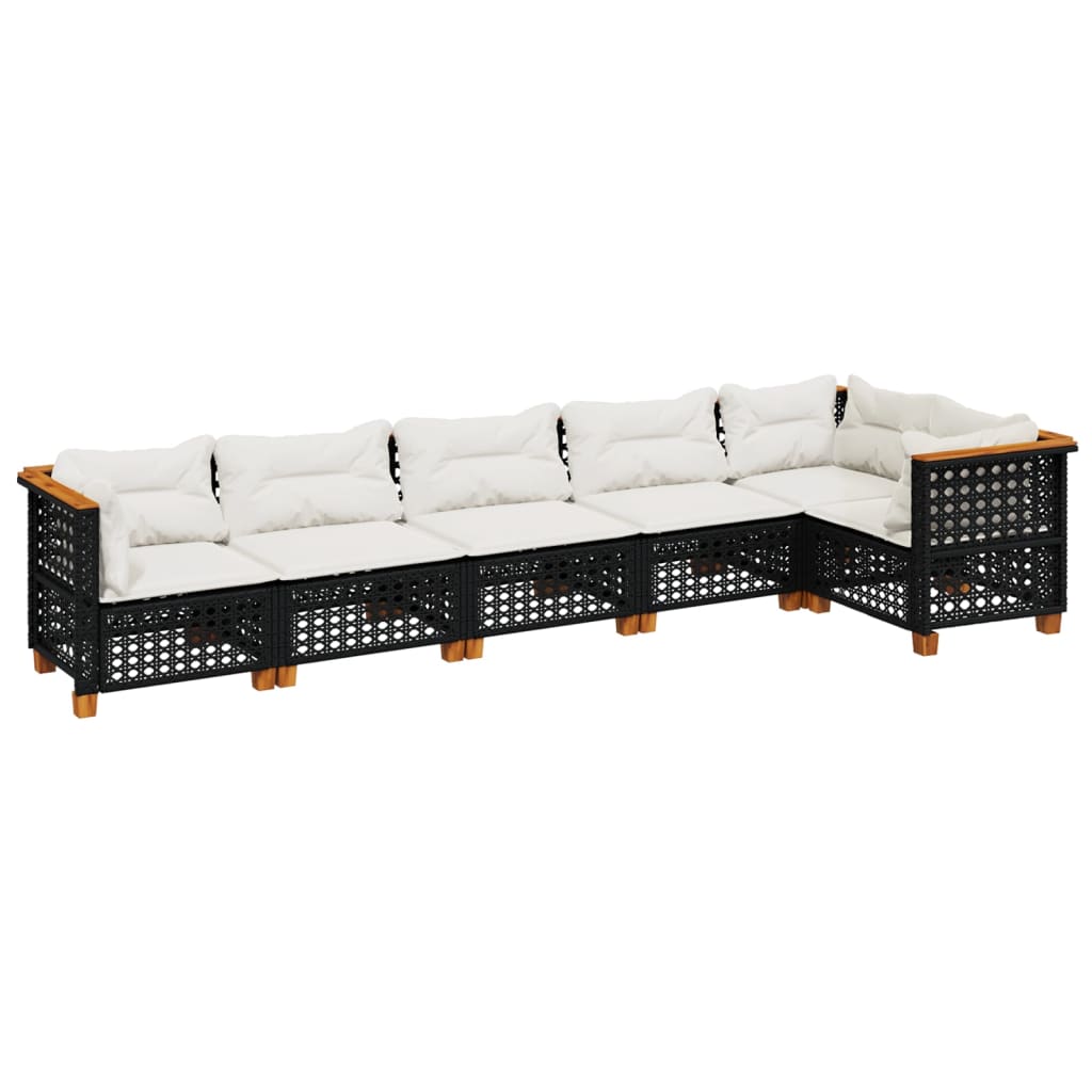 Set Divano da Giardino 6 pz con Cuscini Nero in Polyrattan | homemem39