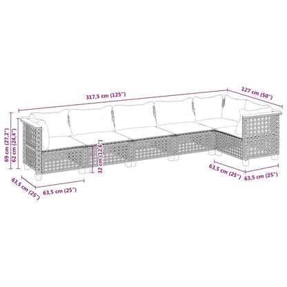 Set Divano da Giardino 6 pz con Cuscini Nero in Polyrattan | homemem39
