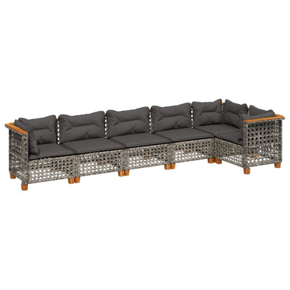 Set Divano da Giardino 6 pz con Cuscini Grigio in Polyrattan | homemem39