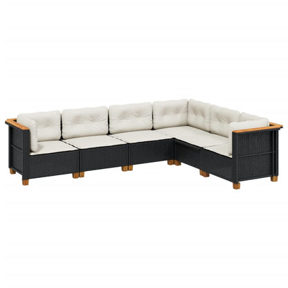 Set Divano da Giardino 6 pz con Cuscini Nero in Polyrattan | homemem39