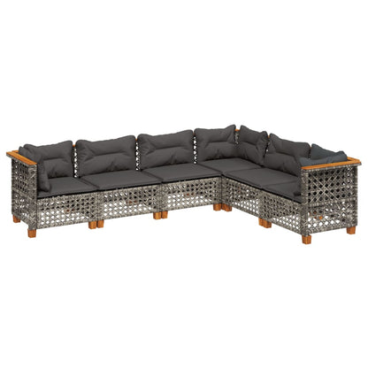 Set Divano da Giardino 6 pz con Cuscini Grigio in Polyrattan | homemem39