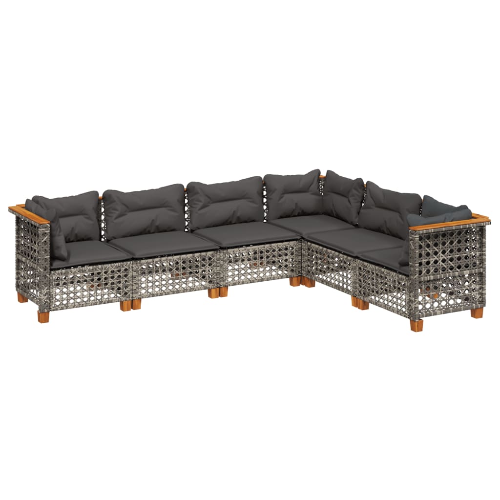 Set Divano da Giardino 6 pz con Cuscini Grigio in Polyrattan - homemem39