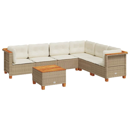 Set Divani da Giardino 7 pz con Cuscini Beige in Polyrattan - homemem39