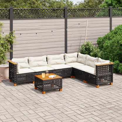 Set Divani da Giardino con Cuscini 7pz Nero Polyrattan - homemem39